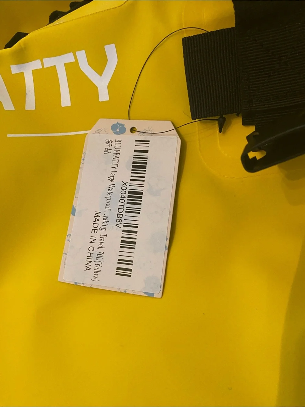 BlueFatty Yellow Dry Pack Duffel with Black Straps